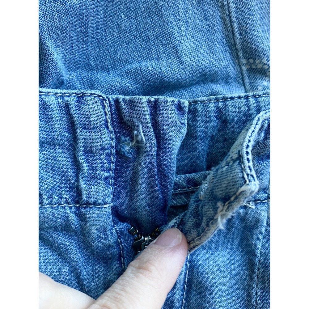 Free People We The Free Luna Extreme Flare Pants 27‎ Blue Patchwork Denim Hippie - Picture 14 of 14